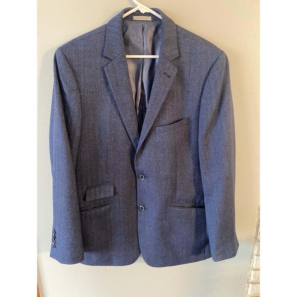 Bachrach Suit‎ Coat Mens 44R Blue 3 Button 100% Wool